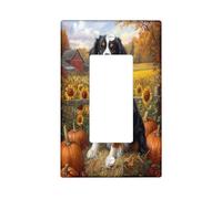 Copertura decorativa per interruttore della luce con cane da montagna del Bernese autunnale, piastra da parete a 1 banda, piastra elettrica per cucina e bagno, decorazione per cuccioli