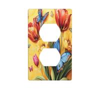 Copertura decorativa per interruttore della luce con farfalle e tulipani, 1 banda, per cucina, camera da letto, bagno, dimensioni 7 x 11,4 cm