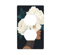 Copertura decorativa per interruttore della luce con fiore bianco su testa di donna, 1 banda, per cucina, camera da letto, bagno, dimensioni 7 x 11,4 cm