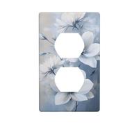 Copertura decorativa per interruttore della luce con fiori bianchi e argento, 1 banda, per cucina, camera da letto, bagno, dimensioni 7 x 11,4 cm