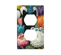 Copertura decorativa per interruttore della luce con fiori di gatto nero e tulipani, 1 banda, per cucina, camera da letto, bagno, dimensioni 7 x 11,4 cm