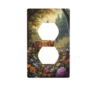 Copertura decorativa per interruttore della luce con motivo floreale con cervi, per cucina, camera da letto, bagno, dimensioni 7 x 11,4 cm