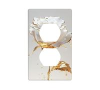 Copertura decorativa per interruttore della luce con rose bianche dorate, 1 banda, per cucina, camera da letto, bagno, dimensioni 7 x 11,4 cm