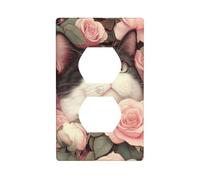 Copertura decorativa per interruttore della luce con rose e boccioli di fiori, 1 banda, per cucina, camera da letto, bagno, dimensioni 7 x 11,4 cm