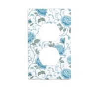Copertura decorativa per interruttore della luce con rose e vortici blu pastello su sfondo bianco, 1 banda, per cucina, camera da letto, bagno, dimensioni 7 x 11,4 cm