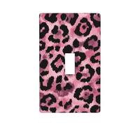 Copertura decorativa per interruttore della luce con stampa leopardata rosa e nera a levetta singola 1 banda piastra da parete per cucina, casa colonica, camera da letto, bagno, decorazione artistica