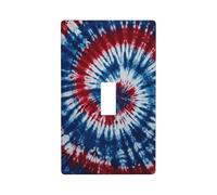 Copertura decorativa per interruttore della luce con trama tie-dye rossa, bianca e blu, piastra da parete a 1 banda, per cucina, casa colonica, camera da letto, bagno, decorazione artistica