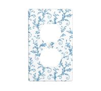 Copertura decorativa per interruttore della luce con viti blu pastello e vortici ornamentali, 1 banda, per cucina, camera da letto, bagno, dimensioni 7 x 11,4 cm