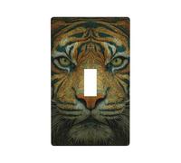 Copertura decorativa per interruttore della luce con volto di tigre arancione e verde, piastra da parete a 1 banda, per cucina, casa colonica, camera da letto, bagno, decorazione artistica