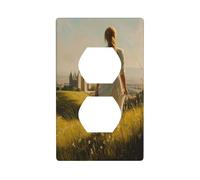 Copertura decorativa per interruttore della luce da donna in piedi su Grassy Hill, 1 banda, per cucina, camera da letto, bagno, dimensioni 7 x 11,4 cm