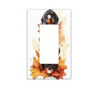 Copertura decorativa per interruttore della luce del cane bassotto autunnale, piastra da parete a 1 banda, pannello elettrico con foglia d'acero autunnale per cucina e bagno, decorazione per cuccioli