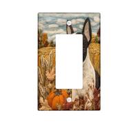 Copertura decorativa per interruttore della luce del cane Boston Terrier autunnale, piastra da parete a 1 banda singola, piastra elettrica per cucina e bagno, decorazione per cuccioli