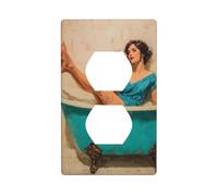 Copertura decorativa per interruttore della luce della vasca da bagno ciano con donna sdraiata in una vasca da bagno ciano vintage 1 banda piastra da parete per cucina stanza bagno dimensioni 7 x 11,4