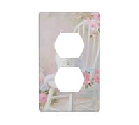 Copertura decorativa per interruttore della luce, motivo gatto bianco con fiocco rosa, per cucina, camera da letto, bagno, dimensioni: 7 x 11,4 cm