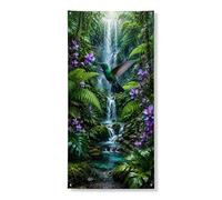 Copertura decorativa per porta a cascata, con colibrì, vivace scena tropicale, decorazione per porta d'ingresso, per interni ed esterni, da appendere, per festival, 91 x 182 cm