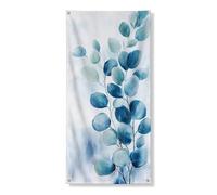 Copertura decorativa per porta a foglia, motivo botanico blu morbido ispirato alla natura, decorazione per porta d'ingresso, accenti stagionali per interni ed esterni, 91 x 182 cm