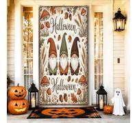 Copertura decorativa per porta a forma di gnomo, fantasiosa foglia di fungo autunnale, per Halloween, arancione, con corda da appendere, decorazione per la casa, per portico, patio, interni ed esterni