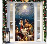 Copertura Decorativa Per Porta Anteriore Di Natale,Decorazione Casa In Tessuto Con Scena Religiosa Della Natività - Decorazioni Natalizie Per Porta D'Ingresso,Per Festa Di Gesù Compleanno Uffici Casa