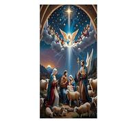 Copertura Decorativa Per Porta Anteriore Di Natale | Presepe Religioso In Tessuto Per Decorazione Della Casa,Addobbi Di Natale Di Gesù - Per Feste Natalizie Uffici Casa Stanza Scuola Appartamento Port