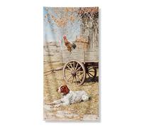 Copertura decorativa per porta con animali della fattoria, decorazione rustica per esterni con gallo e cane, forniture per festival autunnali 91 x 182 cm