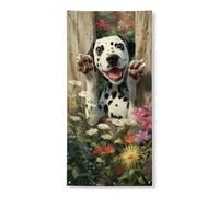 Copertura decorativa per porta con cane dalmata, fantasia floreale con stampa animale, decorazione per interni ed esterni, per primavera ed estate, da appendere, 91 x 183 cm