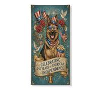 Copertura decorativa per porta con cane patriottico, design vintage per celebrazione dell'indipendenza americana, decorazione per interni ed esterni, 91 x 182 cm