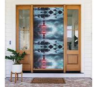 Copertura decorativa per porta con faro in un mare tempestoso, decorazioni per interni ed esterni, decorazioni natalizie per Halloween, primavera/estate/autunno/inverno