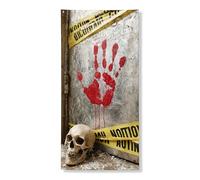 Copertura decorativa per porta con stampa a mano raccapricciante, macchie di sangue spaventose grunge, decorazione per feste di Halloween, per interni ed esterni, sfondo spettrale, forniture per