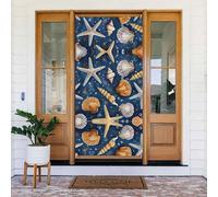 Copertura decorativa per porta con stelle marine e conchiglie, perfetta per decorazioni natalizie interne ed esterne, 183 x 89 cm
