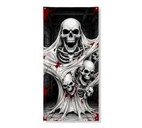 Copertura decorativa per porta con teschio, gotico spettrale scheletro ragnatela per Halloween nero con corda da appendere striscione decorazione per la casa per portico porta interna esterna feste 91