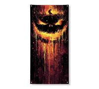 Copertura decorativa per porta con zucca di Halloween, design spettrale con viso gocciolante, per interni ed esterni, decorazione per le vacanze, 91 x 182 cm