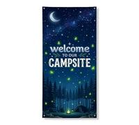 Copertura decorativa per porta da campeggio con cielo notturno, paesaggio della foresta stellata, decorazione per porta d'ingresso, per interni ed esterni, sfondo per avventure estive, forniture per