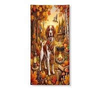 Copertura decorativa per porta del cane della Bretagna autunnale, 91 x 182 cm, da appendere alla porta d'ingresso, per interni ed esterni, portico autunnale