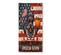 Copertura decorativa per porta del cane Scottish Terrier autunnale, 91 x 182 cm, simpatica e divertente porta patriottica da appendere per porta d'ingresso, per interni ed esterni, portico autunnale
