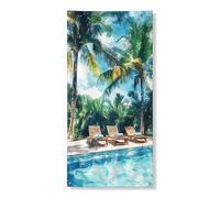 Copertura decorativa per porta del paradiso tropicale, con palme ad acquerello, decorazione per porta d'ingresso, per interni ed esterni, per vacanze estive 91 x 183 cm