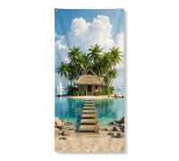 Copertura decorativa per porta del paradiso tropicale, per capanna estiva da spiaggia, palme, decorazione per porta d'ingresso, per interni ed esterni, vacanze, da appendere, forniture per feste, 91 x