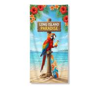 Copertura decorativa per porta del paradiso tropicale, scena colorata con pappagallo sulla spiaggia, decorazione per porta d'ingresso, vacanze estive, forniture per feste interne ed esterne, 91 x 182