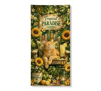 Copertura decorativa per porta del paradiso tropicale, vintage, con piante di girasole e girasole, decorazione per interni ed esterni, da appendere, per festival, vacanze, 91 x 183 cm