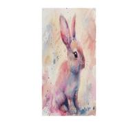 Copertura decorativa per porta di benvenuto con coniglio rosso dai toni rossi, sfondo decorativo da appendere, decorazione per porta d'ingresso, grande sfondo divertente, decorazioni per interni ed