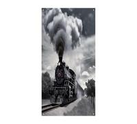 Copertura decorativa per porta di benvenuto con treno a vapore, nuvole, sfondo decorativo da appendere, decorazione per porta d'ingresso, grande sfondo divertente, decorazioni per interni ed esterni