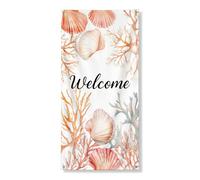 Copertura decorativa per porta di benvenuto costiera, decorazione per porta d'ingresso, con conchiglie e corallo, decorazione per interni ed esterni, estate, spiaggia, decorazione per la casa, 91 x