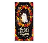 Copertura decorativa per porta fantasma, fantasiosa lanterna con zucche festive, per Halloween, nera, con corda da appendere, decorazione per la casa, per porte, pareti, portico, feste, 91 x 183 cm