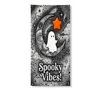 Copertura decorativa per porta fantasma, fantasiosa luna crescente e stella di Halloween, nera, con corda, cartello per porta d'ingresso, decorazione per la casa, per portico, patio, interni ed