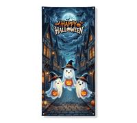 Copertura decorativa per porta fantasma, fantasiosa zucca, pipistrello, Halloween, nero, con corda da appendere, decorazione per la casa, per portico, patio, interni ed esterni, 91 x 182 cm