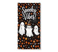 Copertura decorativa per porta fantasma, fantasiosa zucche festive, stella, Halloween, nera, con corda da appendere, decorazione per la casa, per ingresso, portico, interni ed esterni, 91 x 182 cm