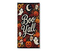 Copertura decorativa per porta fantasma, fantasiosa zucche festive, teschio di Halloween, nero con corda, striscione per porta d'ingresso, veranda, interni ed esterni, feste, 91 x 182 cm