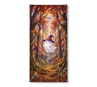 Copertura decorativa per porta fantasma, fantasioso cappello da strega autunnale, albero di Halloween, arancione, con corda, decorazione per la casa, per ingresso, portico, interni ed esterni, 91 x