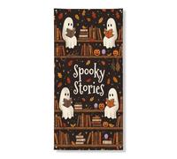 Copertura decorativa per porta fantasma, fantasioso libro di zucche festive, Halloween, nero, con corda da appendere, decorazione per la casa, per portico, patio, porta, feste, 91 x 182 cm