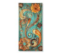 Copertura decorativa per porta floreale, vivace motivo artistico floreale, decorazione per porta d'ingresso, accenti primaverili da appendere all'aperto, per festival, 91 x 182 cm