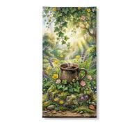 Copertura decorativa per porta ispirata alla natura, fantasia floreale da giardino, decorazione per porta d'ingresso, per interni ed esterni, primaverile stagionale, da appendere, 91 x 183 cm